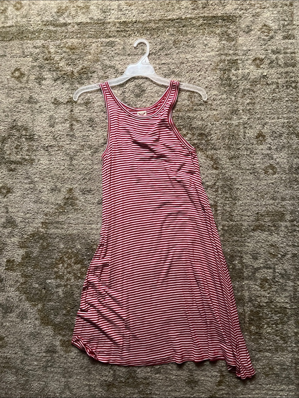 Faded Glory Red and White Striped Scoop-Neck Midi Dress